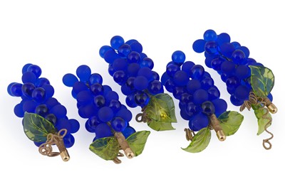 Lot 278 - Five bunches of Murano blue glass grapes