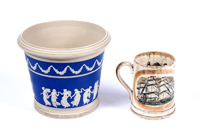 Lot 210 - A 19th Century Sunderland lustre frog mug; and a Copeland planter