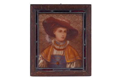 Lot 274 - A painted stained glass panel