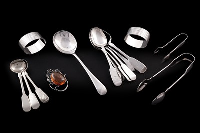 Lot 393 - Silver spoons and napkin rings