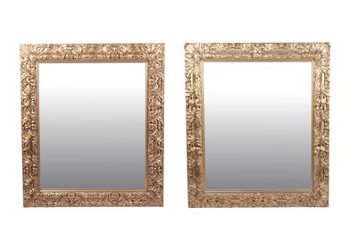 Lot 609 - Two similar 19th Century carved giltwood and gesso frames with modern mirrors