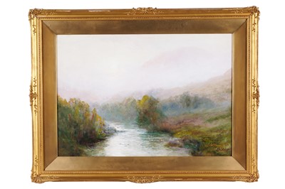 Lot 324 - John Falconar Slater - River scene with mountains | oil