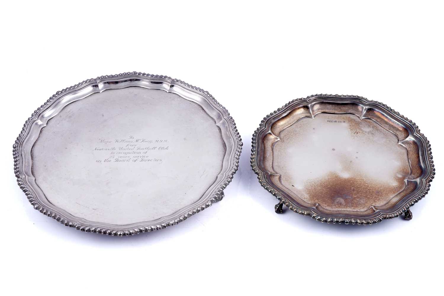 Lot 138 - Two Elizabeth II silver salvers, by Roberts & Belk; and Watson & Co.
