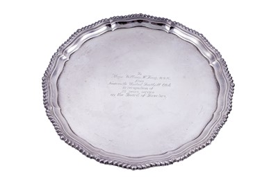 Lot 138 - Two Elizabeth II silver salvers, by Roberts & Belk; and Watson & Co.