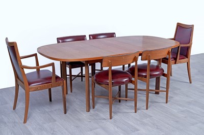 Lot 58 - G-Plan Fresco: a teak oblong dining table with four dining chairs; and two carvers