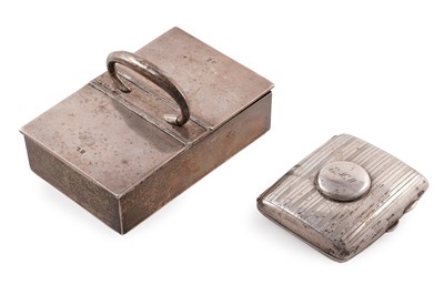 Lot 410 - A George V silver cigarette box, and a cigarette case