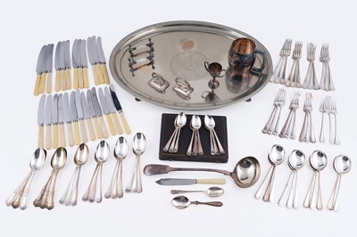 Lot 303 - An oval silver-plated serving tray; and other items