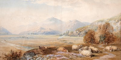 Lot 402 - Cornelius Pearson & Thomas Francis Wainewright - Sheep in the highlands | watercolour