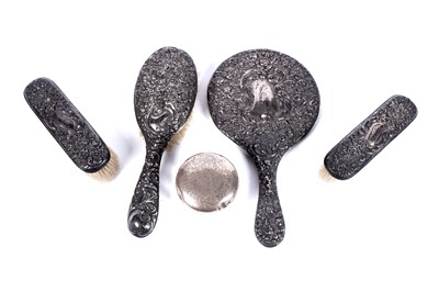 Lot 417 - A Victorian silver mirror and brush set