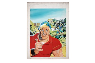 Lot 208 - Original painted artwork for the front cover of I.P.C.’s children’s annual Hurricane 1971
