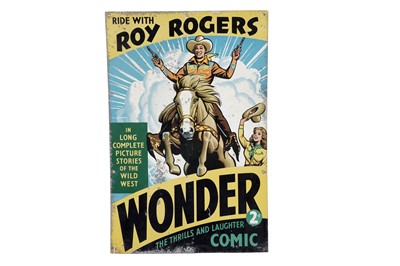 Lot 363 - An aluminium advertising sign for Wonder Comic