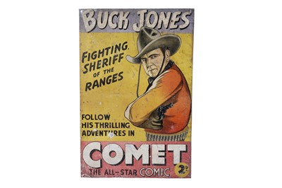 Lot 383 - An aluminium advertising sign for Comet the All-Star Comic