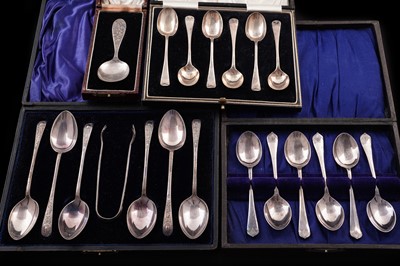 Lot 387 - Silver and electroplate spoons, including a child's "Jack and Jill" christening spoon