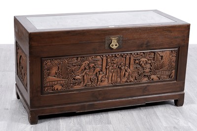 Lot 21 - A 20th Century Oriental camphor wood chest
