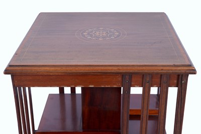 Lot 42 - An Edwardian revolving bookcase; and a Georgian inlaid mahogany corner cabinet