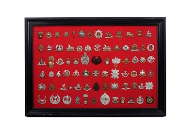 Lot 182 - A display of British regimental cap badges