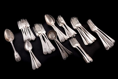 Lot 457 - A selection of Georgian and later silver cutlery