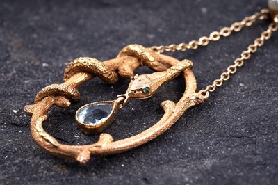 Lot 2 - A Continental serpent pattern lavaliere necklace