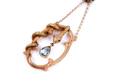 Lot 2 - A Continental serpent pattern lavaliere necklace