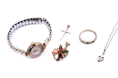 Lot 21 - Gold jewellery and a lady's 9ct gold cased Ramona watch