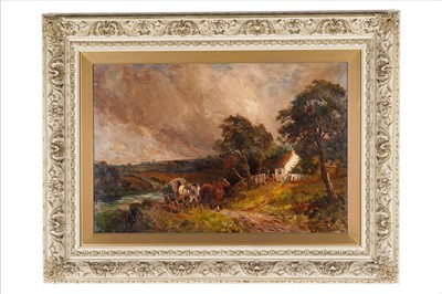 Lot 222 - John Falconer Slater - A cart passing a cottage | oil