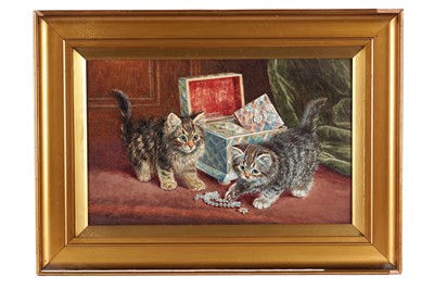 Lot 239 - Wilson Hepple - Two Kittens and a jewellery box | watercolour
