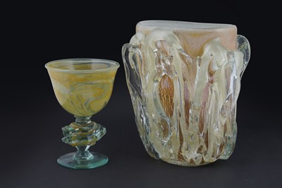 Lot 282 - A Murano Signoretti Le Bricole glass vase; and a similar studio glass goblet