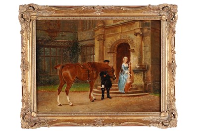 Lot 312 - Wilson Hepple - Delivering a message at the manor | oil