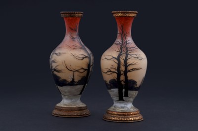 Lot 276 - A pair of early 20th Century French enamelled glass vases