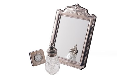Lot 409 - An Edwardian style silver dressing table mirror; and other items