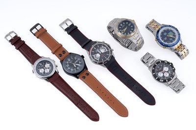 Lot 368 - Six quartz wristwatches, Citizen, Rotary and others