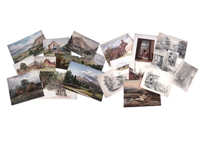 Lot 560 - A folio of pencil drawings and watercolours with several examples by Edith Gittins