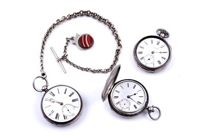 Lot 225 - Three 19th Century silver cased pocket watches; and other items