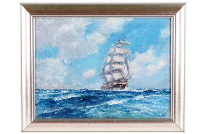 Lot 650 - Frank Henry Mason - A frigate under sail | oil