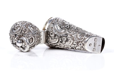Lot 46 - A Victorian silver vinaigrette and whistle combined by George Unite, Birmingham 1875