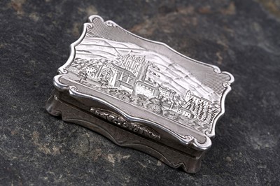 Lot 43 - An extremely rare Victorian silver castletop vinaigrette by Nathaniel Mills, Birmingham 1851
