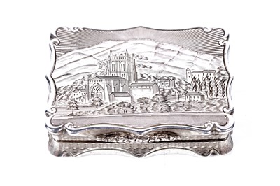 Lot 43 - An extremely rare Victorian silver castletop vinaigrette by Nathaniel Mills, Birmingham 1851