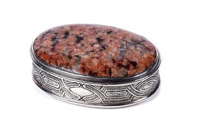 Lot 63 - A rare Scottish provincial silver mounted granite vinaigrette, c.1865