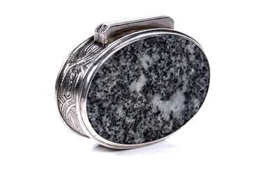 Lot 63 - A rare Scottish provincial silver mounted granite vinaigrette, c.1865