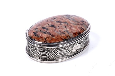 Lot 63 - A rare Scottish provincial silver mounted granite vinaigrette, c.1865