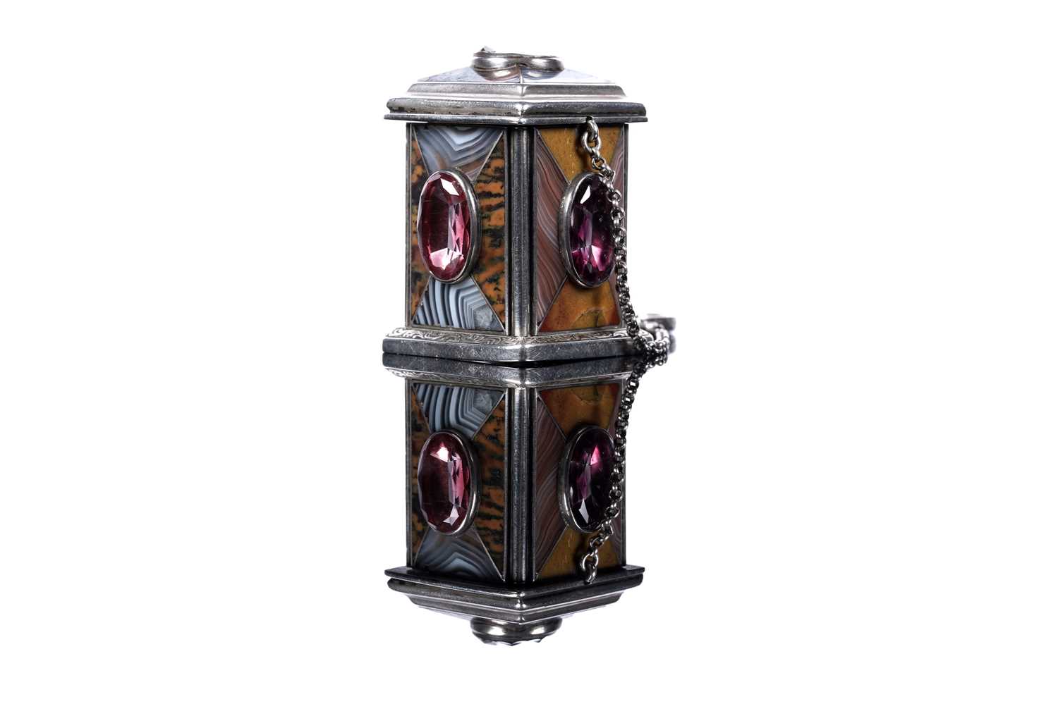 Lot 9 - A rare Victorian novelty Scottish silver and hardstone vinaigrette, 1860-1880