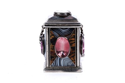 Lot 9 - A rare Victorian novelty Scottish silver and hardstone vinaigrette, 1860-1880