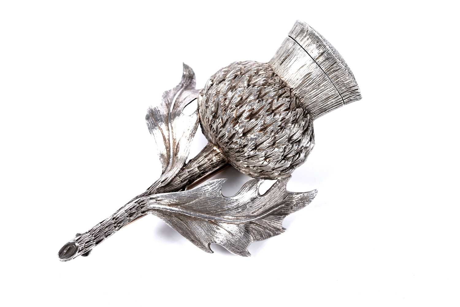 Lot 82 - A Victorian naturalistic silver vinaigrette in the form of a thistle head, London 1876