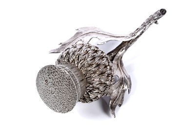 Lot 82 - A Victorian naturalistic silver vinaigrette in the form of a thistle head, London 1876
