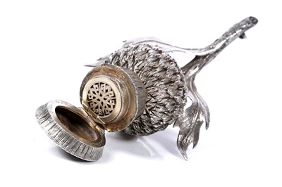 Lot 82 - A Victorian naturalistic silver vinaigrette in the form of a thistle head, London 1876