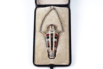 Lot 91 - A Victorian Scottish silvergilt and coloured hardstone vinaigrette, Edinburgh c.1870
