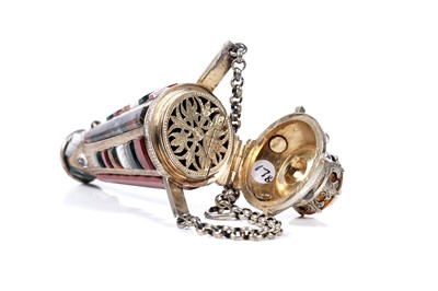 Lot 91 - A Victorian Scottish silvergilt and coloured hardstone vinaigrette, Edinburgh c.1870
