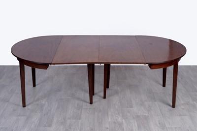 Lot 45 - A pair of Georgian mahogany D-end dining tables; and two additional leaves