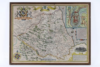 Lot 177 - A 17th Century hand-tinted map of The Bishoprick And Citie Of Durham