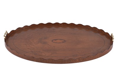 Lot 194 - A 20th Century burr oak oval serving tray